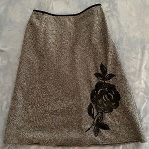 Black rose embroidered skirt
